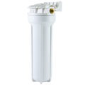 Пластиковый корпус магистрального фильтра Гейзер 1П 1/2 для очистки холодной воды с металлическими резьбовыми вставками
